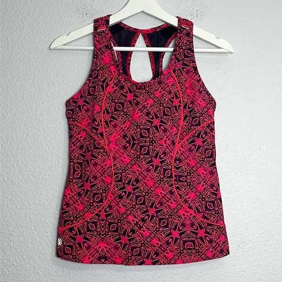Athleta Tops - Athleta Cairo Energy Tank Pink Black Women’s Size Medium Racerback Padded‎ Top